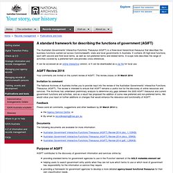 Australian Governments' Interactive Functions Thesaurus (AGIFT) - National Archives of Australia