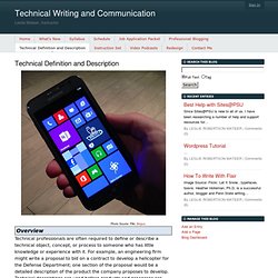 Technical Definition and Description - Technical Writing and Communication