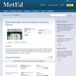 MetEd » Course Description: Basic Hydrologic Sciences Distance Learning Course