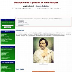 Le père Goriot - Description de la pension de Mme Vauquer - Honoré de Balzac