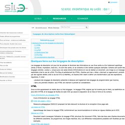 Langages de description (sélection thématique)