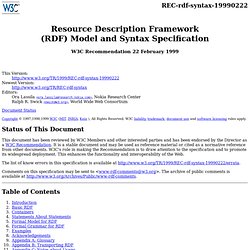 Resource Description Framework (RDF) Model and Syntax Specificat