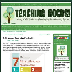 A Bit More on Descriptive Feedback! - Teaching Rocks!