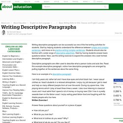 Writing Descriptive Paragraphs - How to Write Descriptive Paragraphs in English for ESL Learners