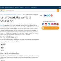 List of Descriptive Words to Critique Art