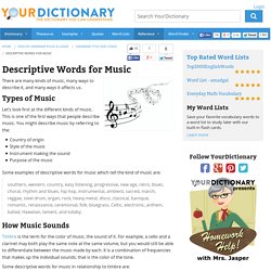 Descriptive Words for Music