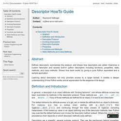 Descriptor HowTo Guide — Python v3.3a0 documentation - Iceweasel
