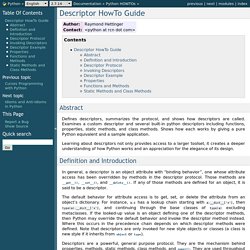 Descriptor HowTo Guide — Python v2.7.5 documentation