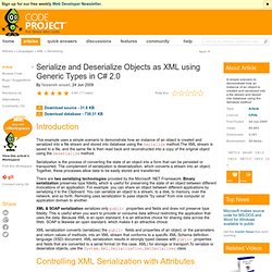 Serialize and Deserialize Objects as XML using Generic Types in C# 2.0