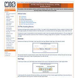 MIS Web Design: XHTML Web Design for Beginners: XHTML Building Blocks