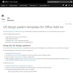 UX design patterns - Docs - Office Dev Center