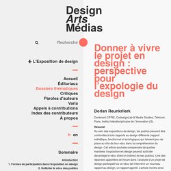 Donner à vivre le projet en design : perspective pour l’expologie du design