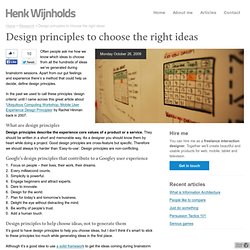 Design principles to choose the right ideas – Henk Wijnholds
