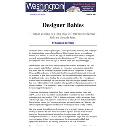 "Designer Babies" by Shannon Brownlee