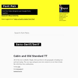 Font Pair - Helps designers pair Google Fonts together. Beautiful Google Font combinations and pairs.
