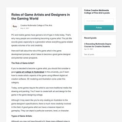 Roles of Game Artists and Designers in the Gaming World - Creative Multimedia College of Fine Arts