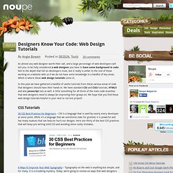 Designers Know Your Code: Web Design Tutorials