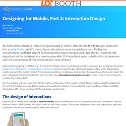 Designing for Mobile, Part 2: Interaction Design