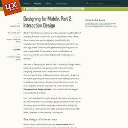 Designing for Mobile, Part 2: Interaction Design