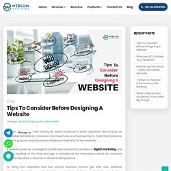 Tips To Consider Before Designing A Website - WebcomSystems.com.au
