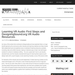 Learning VR Audio: First Steps and DesigningSound.org VR Audio Resources
