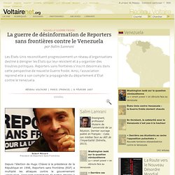 La guerre de désinformation de Reporters sans frontières contre le Venezuela