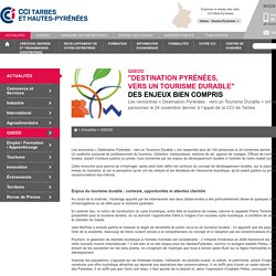 "Destination Pyrénées, vers un tourisme durable" des enjeux bien compris - Actualités - CCI Tarbes et Hautes-Pyrénées 65