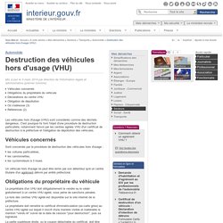 Destruction des véhicules hors d'usage (VHU) / Automobile / Transports / Secteurs