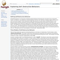 Explaining Self- Destructive Behaviors