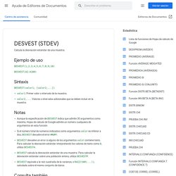 DESVEST (STDEV) - Ayuda de Editores de Documentos