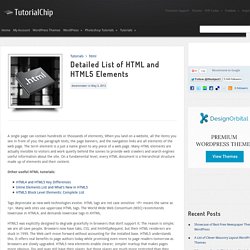 Detailed List of HTML and HTML5 Elements