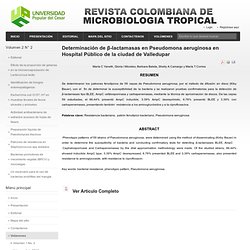 Determinación de β-lactamasas en Pseudomona aeruginosa en Hospital Público de la ciudad de Valledupar