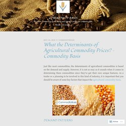 Know the Determinants of Agricultural Commodities Prices