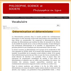 Détermination et déterminisme - PHILOSOPHIE, SCIENCE ET SOCIETE