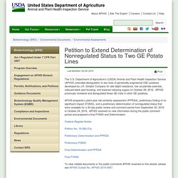 USDA 28/10/16 Petition to Extend Determination of Nonregulated Status to Two GE Potato Lines