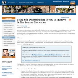Using Self-Determination Theory to Improve Online Learner Motivation