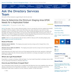 How to Determine the Minimum Staging Area DFSR Needs for a Replicated Folder - Ask the Directory Services Team
