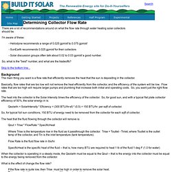 Determining Solar Water Heating Collector Flow Rate