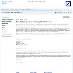 Deutsche Bank appoints George Buckley Chief UK Economist