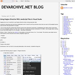 Blog: Using #region Directive With JavaScript Files in Visual Studio