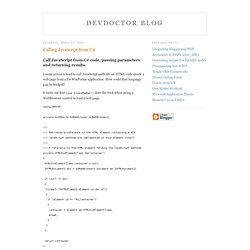 DevDoctor Blog: Calling Javascript from C#