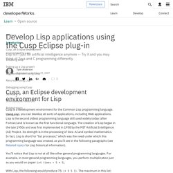 Develop Lisp applications using the Cusp Eclipse plug-in