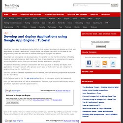 Tech Blog » Develop and deploy Applications using Google App Engine : Tutorial