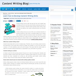 Learn how to Develop Content Writing Skills