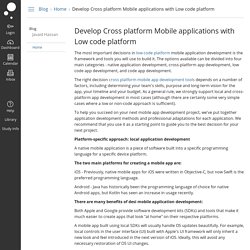 Develop Cross platform Mobile applications with Low code platform: Home: Blog