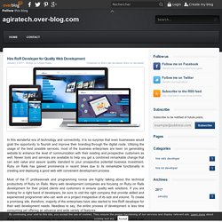 Hire RoR Developer for Quality Web Development - agiratech.over-blog.com
