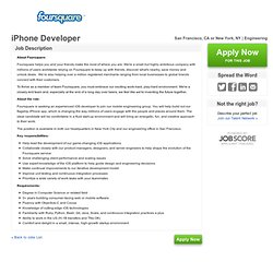 iPhone Developer job at Foursquare in New York or San Francisco, CA
