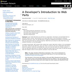 A Developer&#039;s Introduction to Web Parts