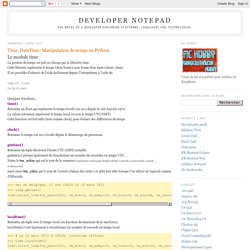 Developer Notepad: Time, DateTime: Manipulation du temps en Python