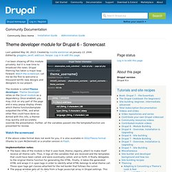 Theme developer module for Drupal 6 - Screencast